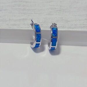 Silver turquoise-like earring. Stamped 925